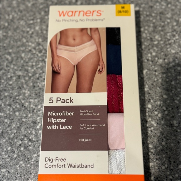 Warner's Microfiber Hipster with Lace - Multicolor 5 Pack - Picture 1 of 1